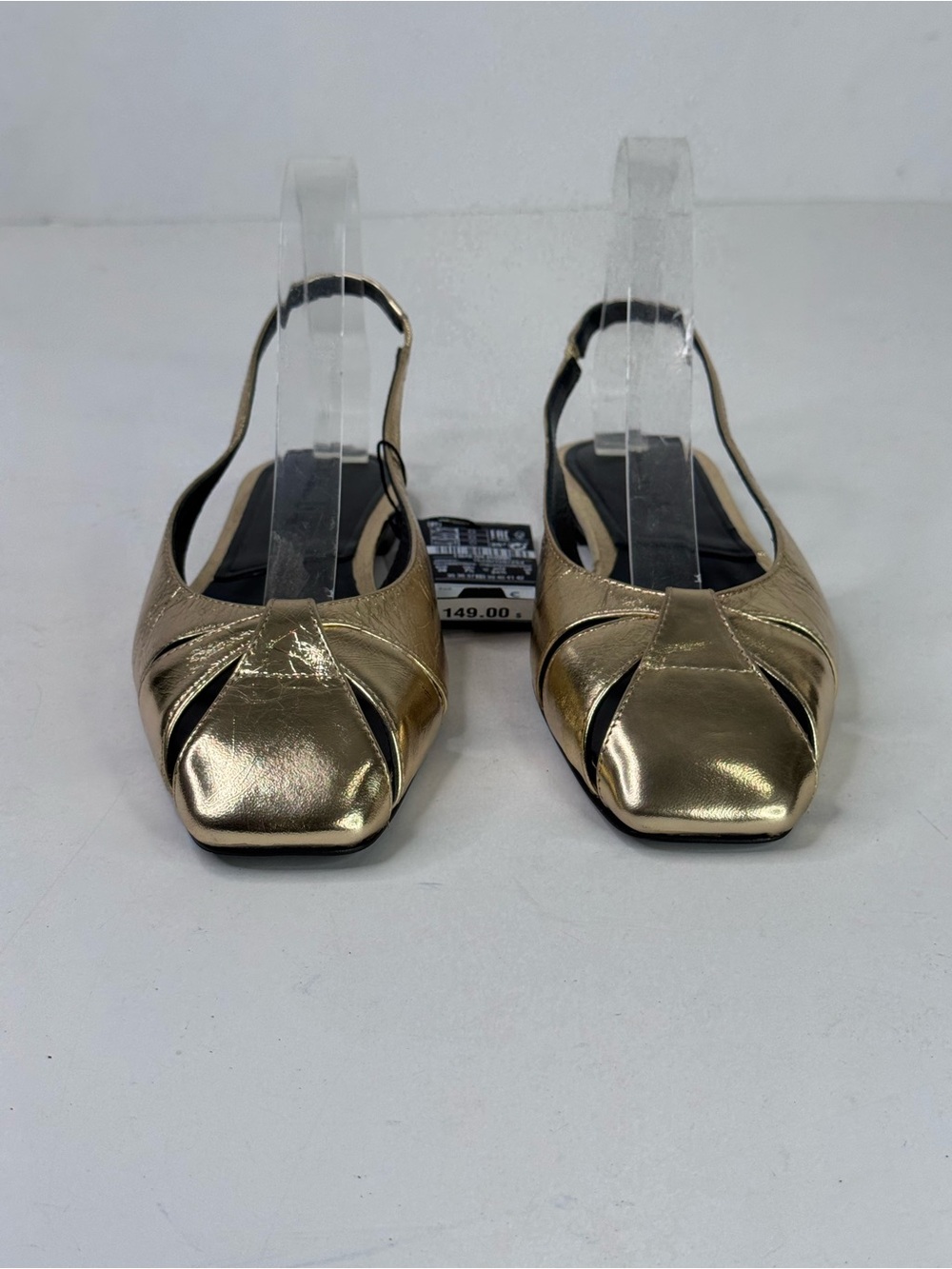 Massimo Dutti Metallic Gold Slingback Square-Toe Mules - Picture 5 of 8